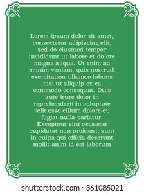 Green border frame deco vector art simple line corner