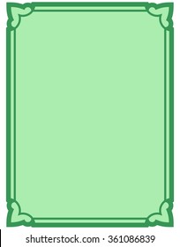 Green border frame deco vector art simple line corner