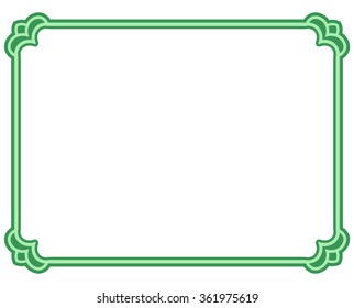 Green border frame deco vector art simple line corner
