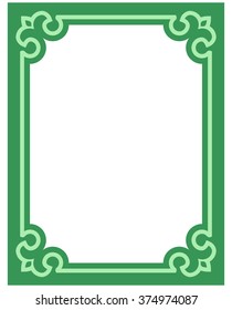 Green border frame deco vector art simple line corner