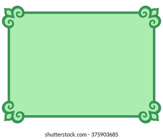 Green border frame deco vector art simple line corner