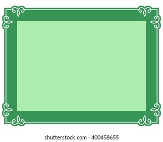 Green border frame deco vector art simple line corner