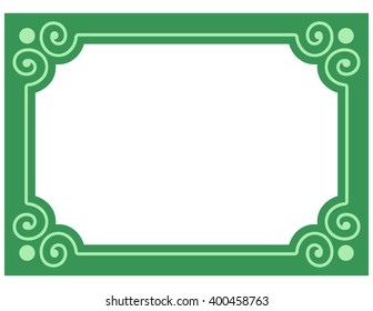 Green border frame deco vector art simple line corner