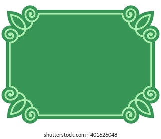 Green border frame deco vector art simple line corner