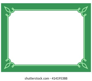 Green border frame deco vector art simple line corner