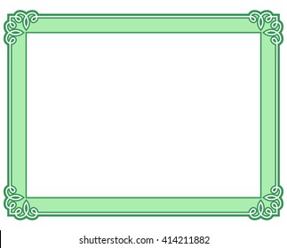 Green border frame deco vector art simple line corner