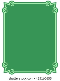 Green border frame deco vector label simple line corner