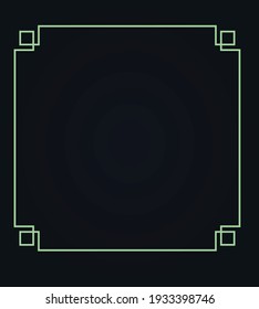 Green border frame on black background. vector illustration