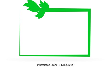 green border with leaves, eco frame for text. vector illustration