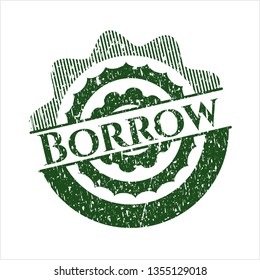 Green Borrow distress rubber stamp