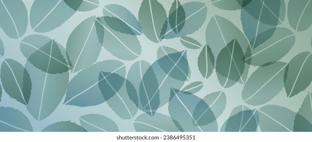Green botanical background with transparent leaves. Vector background for cards, wallpapers, covers