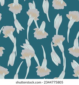 Green Botanical Floral seamless pattern design for fashion textiles, graphics, backgrounds and crafts