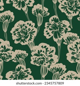 Green Botanical Floral seamless pattern design for fashion textiles, graphics, backgrounds and crafts