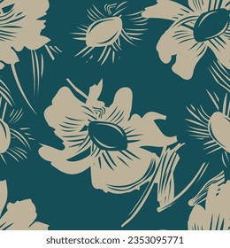 Green Botanical Floral seamless pattern design for fashion textiles, graphics, backgrounds and crafts