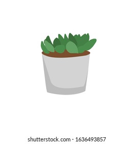 Green Botanical Pot Vector Illustration