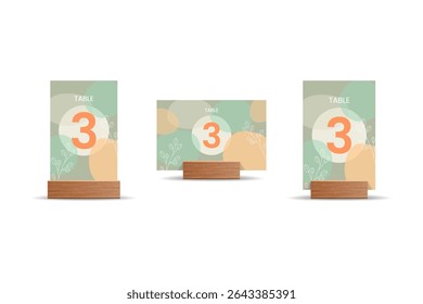 Green Botanical Table Number 3 Card Mockup – Minimalist Event Decor Template
