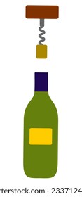 botella verde de alcohol con un tornillo de corcho