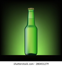 Green bottle of beer on the dark background