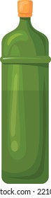 Green bottle glass with cork. Cartoon drink icon isolated on white background