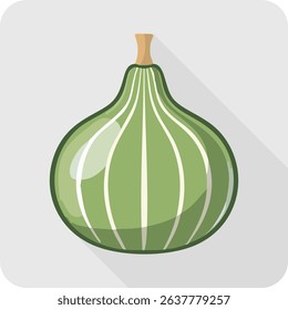 Green Bottle Gourd Illustration on Gray Background.