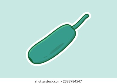 Green Bottle Gourd Vegetable Sticker vector illustration. Food nature icon concept. Garden fresh vegetable food bottle gourd sticker design icon logo.
