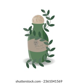 Green bottle for Halloween. Potion bottle. 