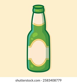 Green Bottle. Hand Vector Illustration.