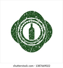 Green bottle icon inside distressed rubber texture