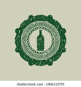 Green bottle icon inside distressed rubber texture