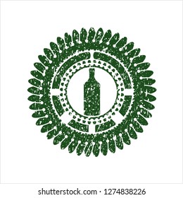 Green bottle icon inside grunge style stamp