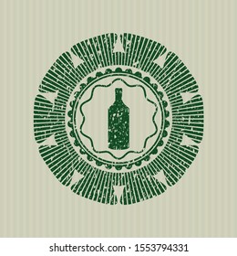 Green bottle icon inside grunge stamp