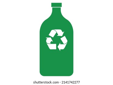 Green bottle icon with recycle icon.