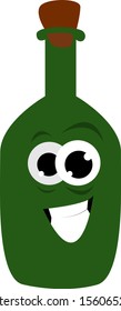 Green bottle, illustration, vector on white background.
