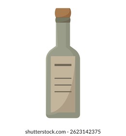 Frasco verde com etiqueta. Ilustração vetorial