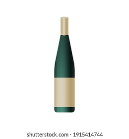 Frasco verde con etiqueta clara sobre fondo blanco. Ilustración vectorial moderna. Anuncios de medios sociales.