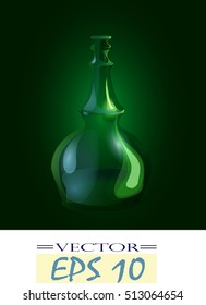 green bottle with liquid