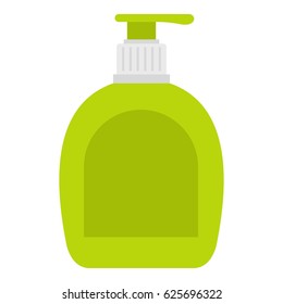 Green bottle with liquid soap icon flat isolated on white background vector illustration