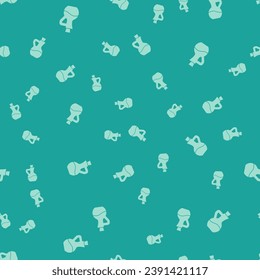 Green Bottle of olive oil icon isolated seamless pattern on green background. Jug with olive oil icon.  Vector