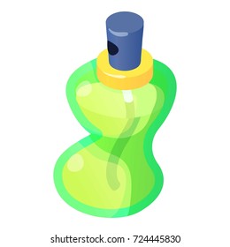 Green bottle perfume icon. Isometric illustration of green bottle perfume vector icon for web
