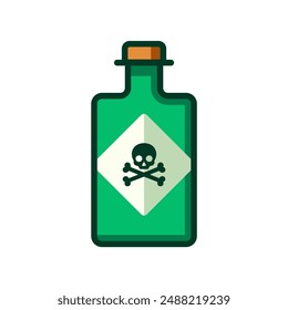 green bottle poison cartoon danger hazard skull vector illustration template design