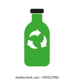 vector de icono plano de recuperación de botellas verdes