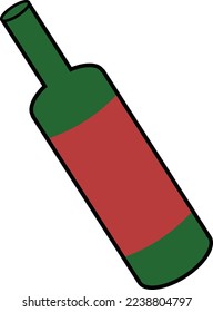 green bottle with red label green wine bottle illustration