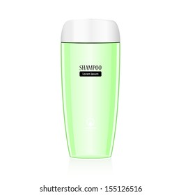 Green bottle of shampoo. Vector illustration.