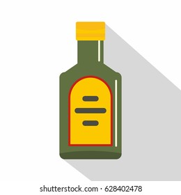 Green bottle of whiskey icon. Flat illustration of green bottle of whiskey vector icon for web on white background