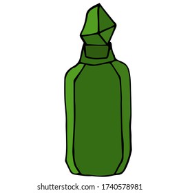 green bottle with a witch's magic potion