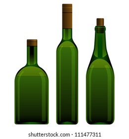 Green bottles different size. eps 10