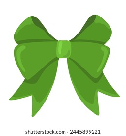 Arco verde. Accesorio de arco en estilo de dibujos animados planos. Ilustración vectorial.