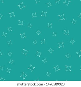 Green Bow and arrow icon isolated seamless pattern on green background. Cupid symbol. Love sign. Valentines day concept.  Vector Illustration