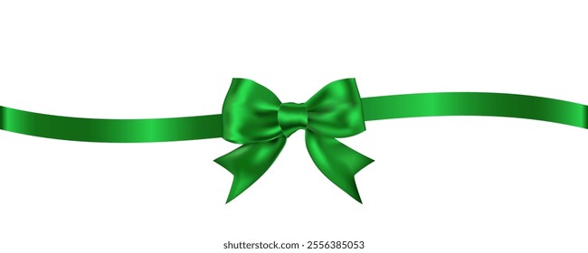 Green bow with beautifully curved ribbon, looks elegant for decorating web pages, birthday parties, festivals, and other important events.