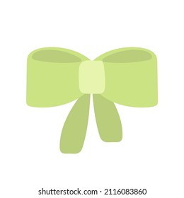 Green bow. Doodle vector illustration. Simple hand drawn icon on white for design